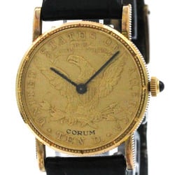 CORUM Coin Watch $10 18K Gold Leather Hand-Winding Ladies Watch BF565499