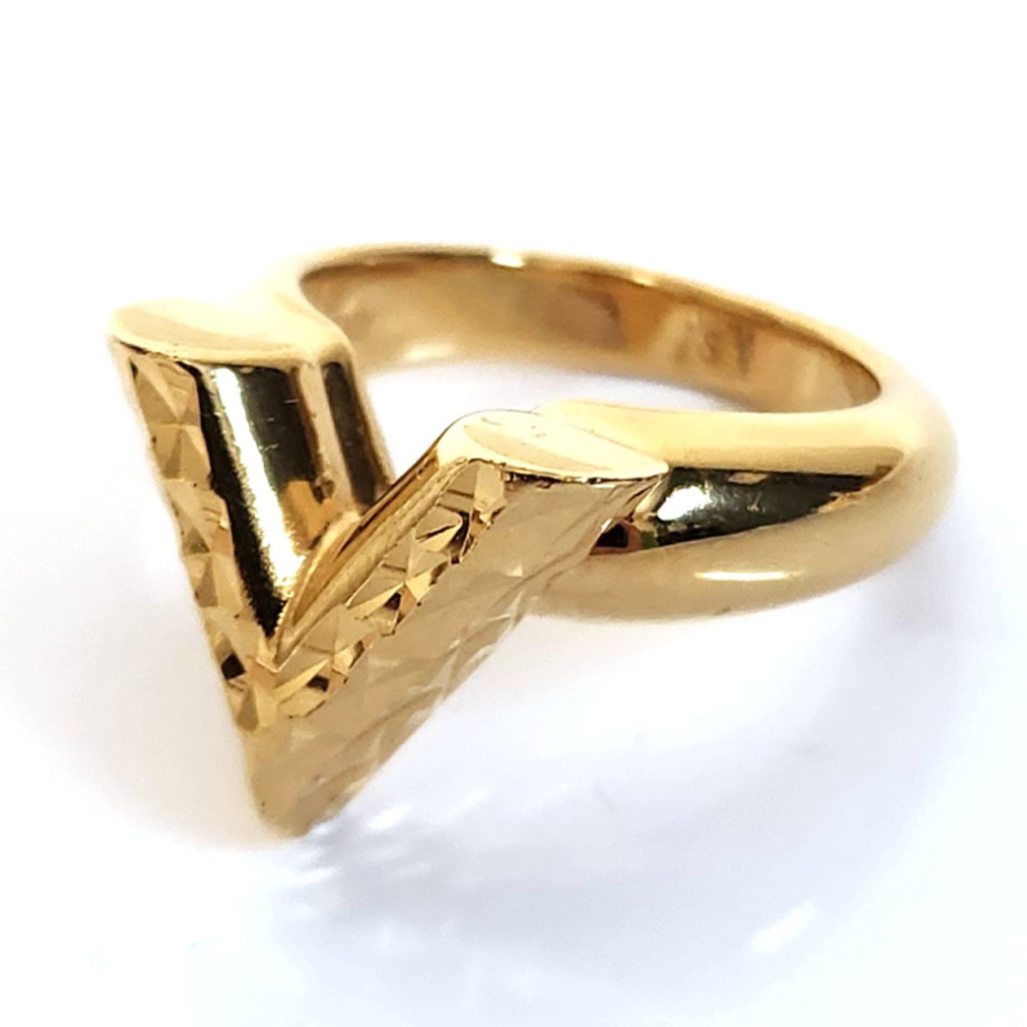 Louis Vuitton LOUISVUITTON Berg Essential LV Guilloching Ring M67443 Gold Metal Women's