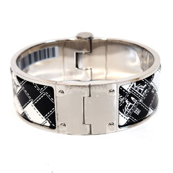 Hermes Chanier Bangle GM Silver White Black Metal Bracelet for Women