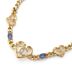 CHANEL Heart Coco Mark Choker ABA081 Gold Metal Pendant Necklace Women's