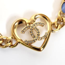 CHANEL Heart Coco Mark Choker ABA081 Gold Metal Pendant Necklace Women's