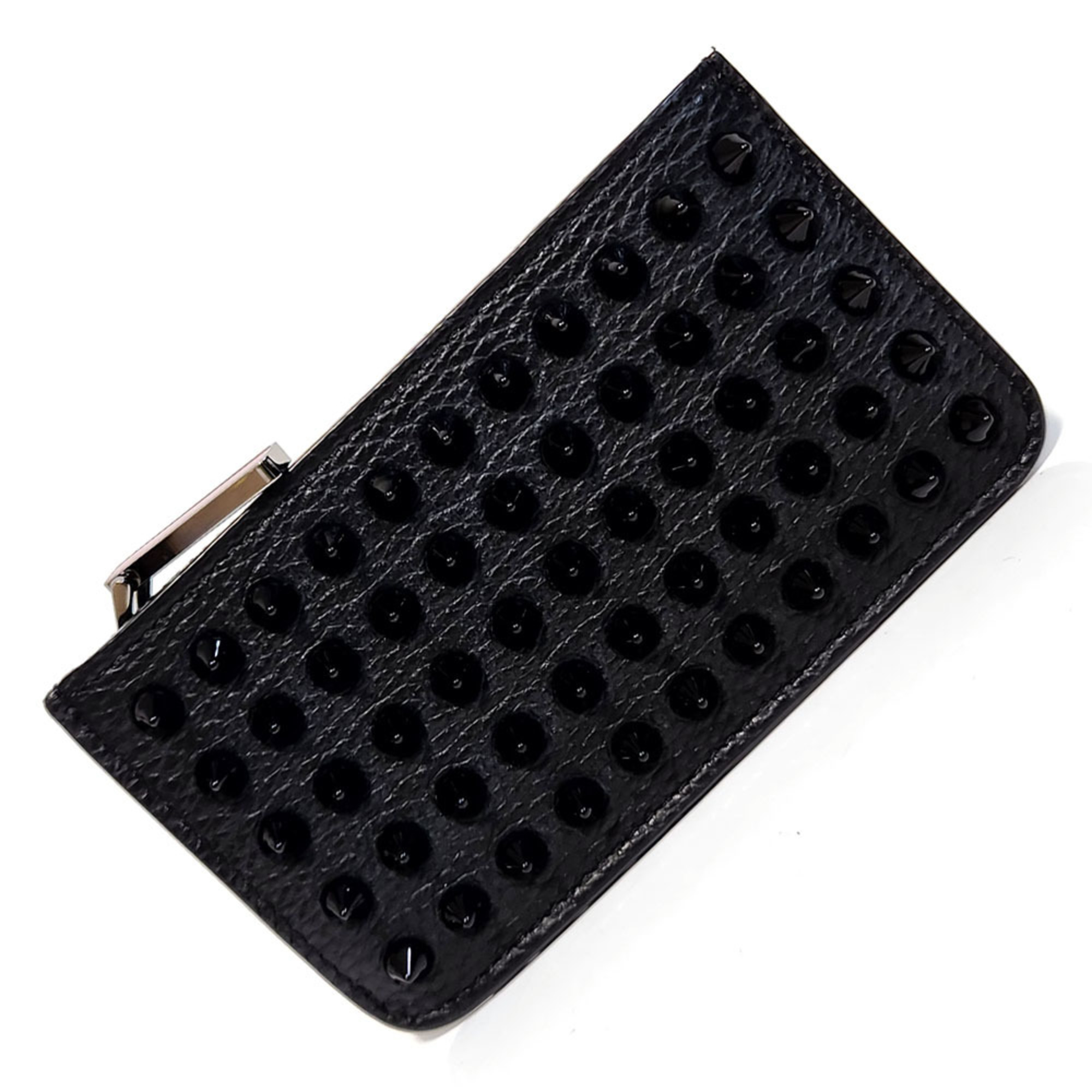 Christian Louboutin Panettone Fragment Case Black Leather Studs Wallet/Coin Coin Purse Business Card Case/Card Women's Men's