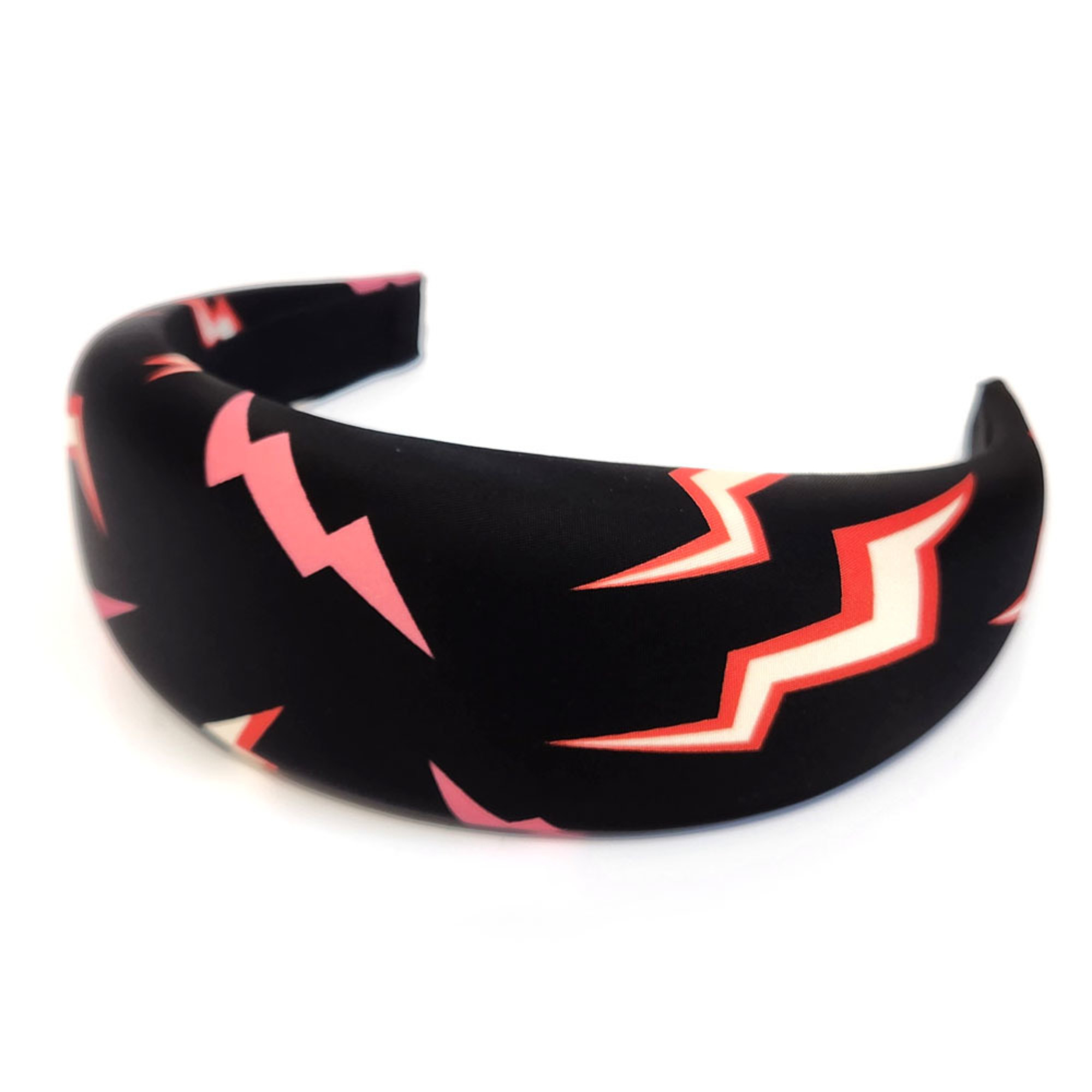 Prada Headband Thunder Black Red Nylon Hair Lightning Pink Women's