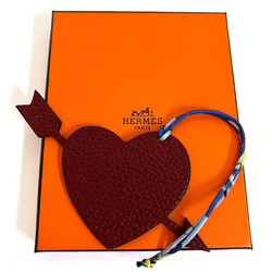 Hermes HERMES Bag Charm Petite H Heart Arrow Bordeaux Black Epson Togo Women's Keychain Leather