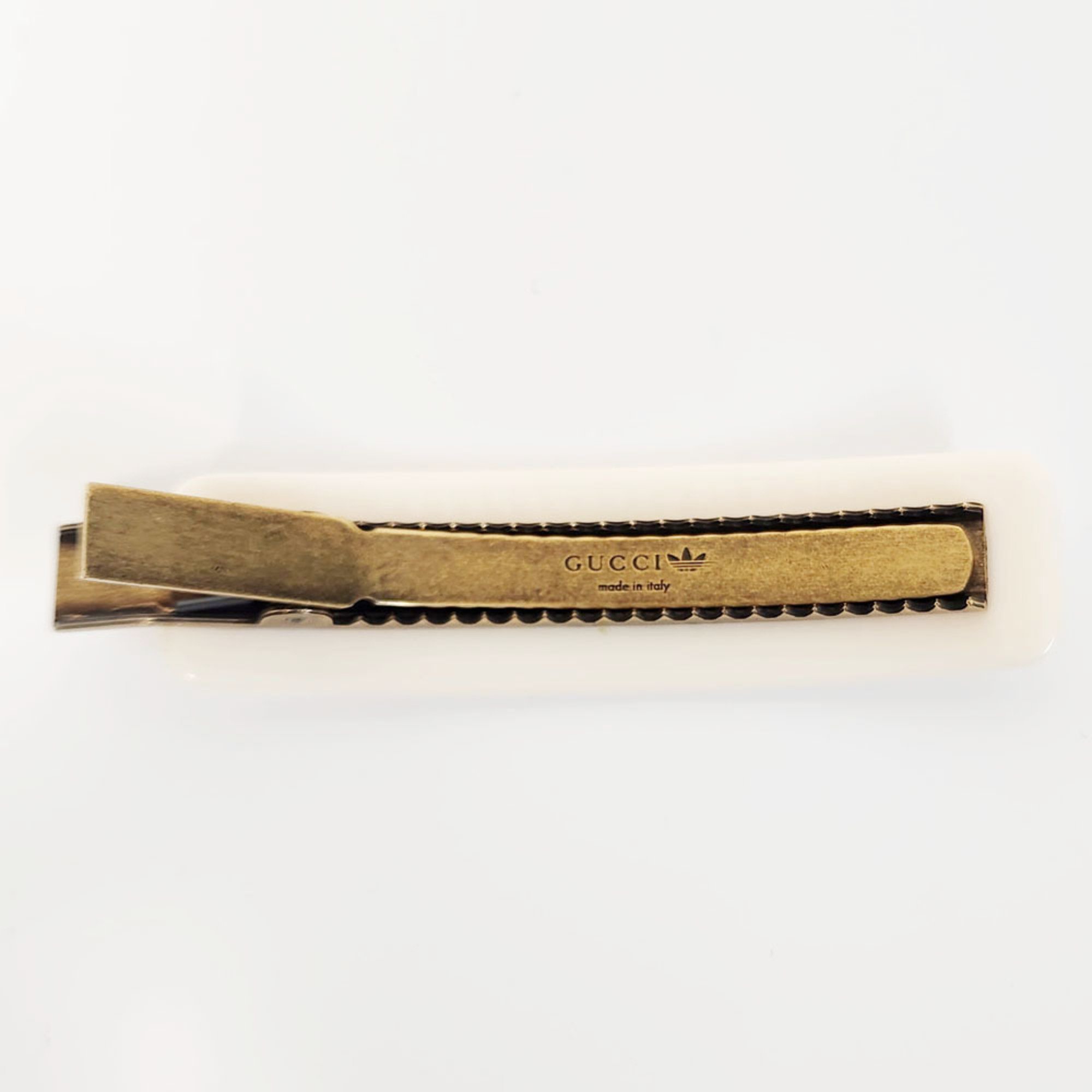 Gucci GUCCI x adidas Hair Clip 702940 Ivory Gold Resin Metal Women's Barrette