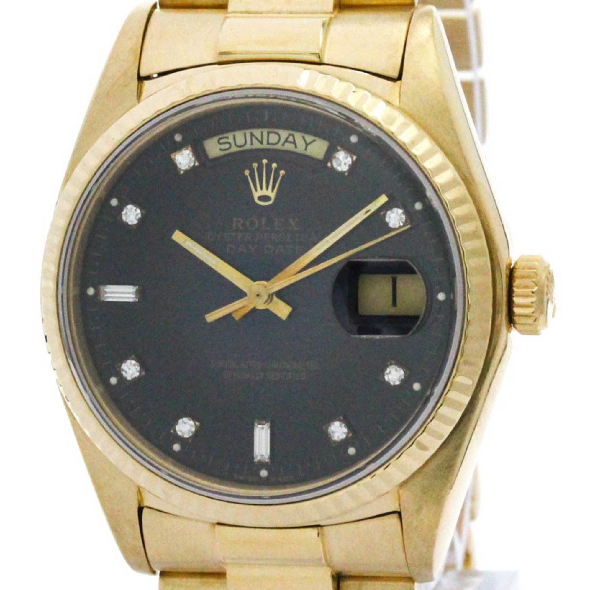 Polished ROLEX Day Date Diamond Blue Gradation 18K Gold Watch 18038A BF572305