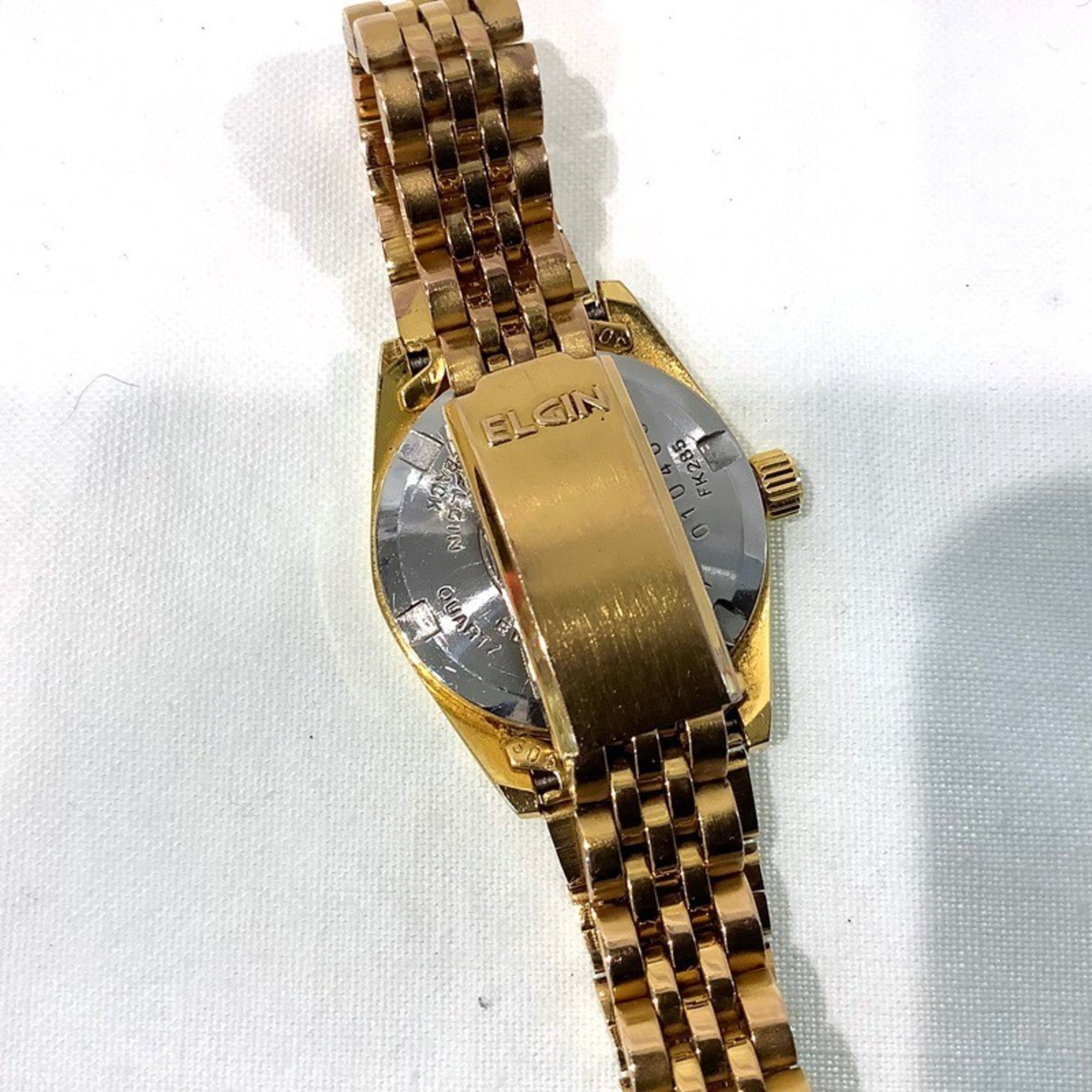 ELGIN Quartz Watch for Women FK285 Gold Color Bracelet 3 Hands Calendar KB-8607