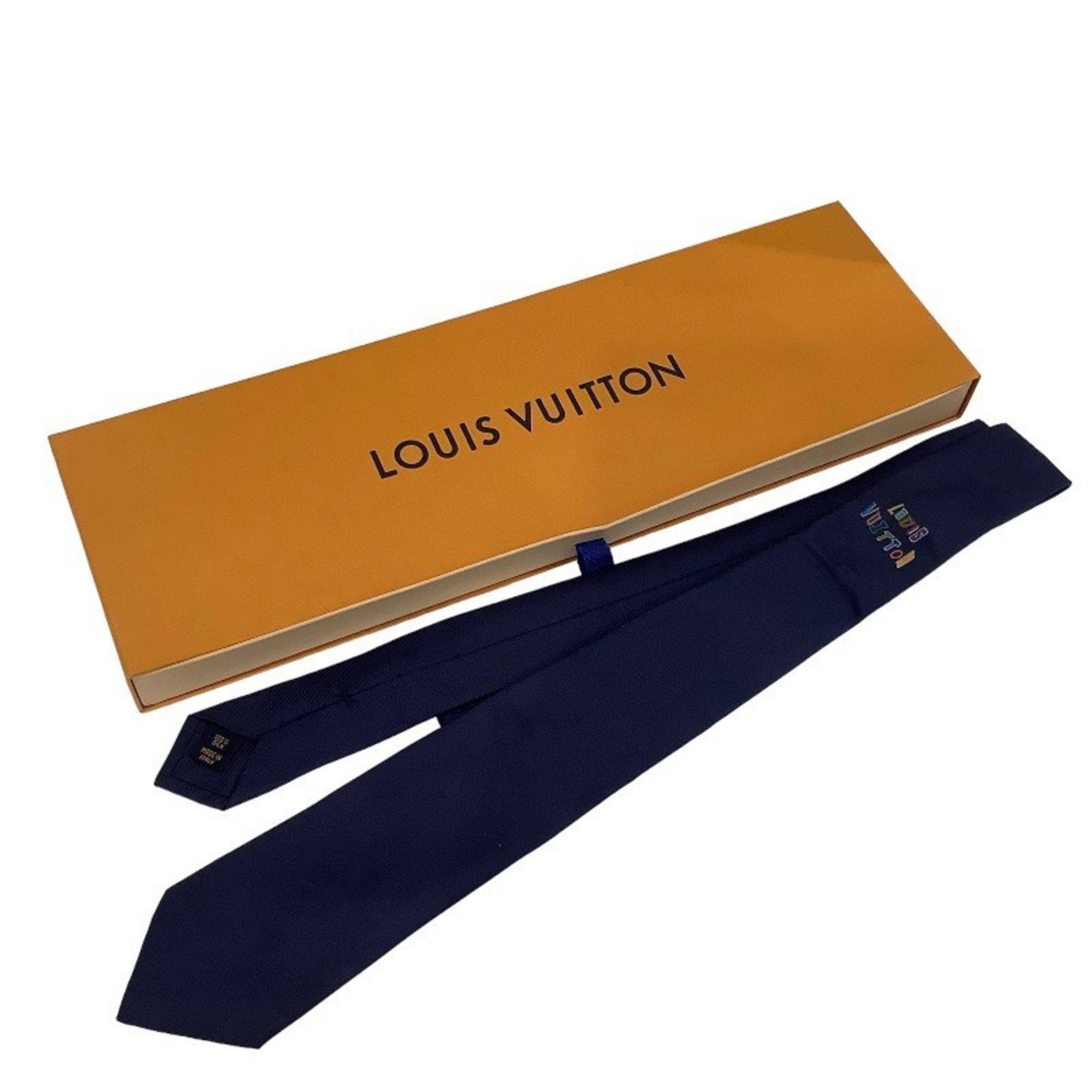 LOUIS VUITTON Cravat Letters x NBA Blue Marine Necktie 100% SILK KB-8612