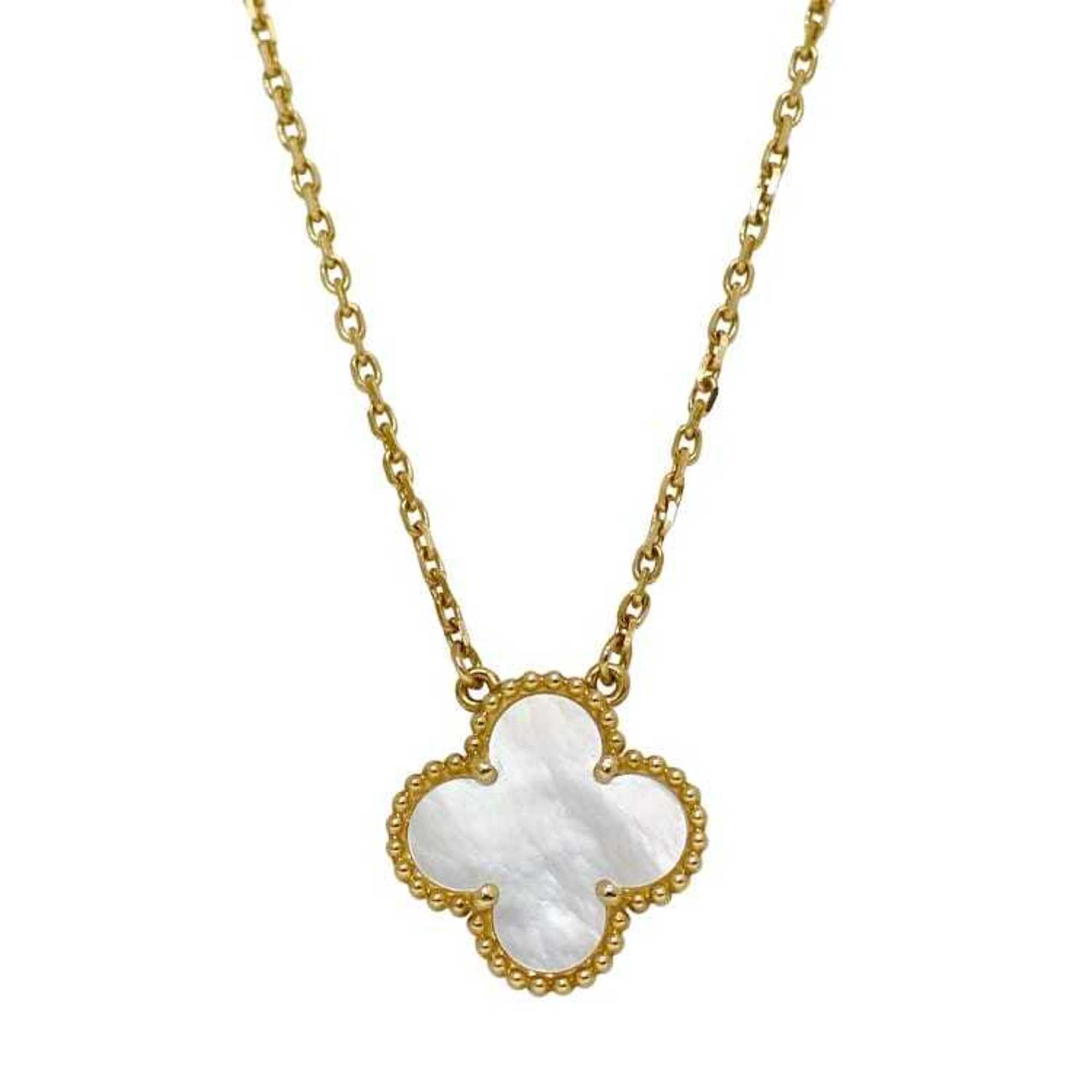 Van Cleef & Arpels Alhambra Necklace Yellow Gold YG White VCAR5900 f-20676 15mm 42cm 750 K18 Mother of Pearl Flower