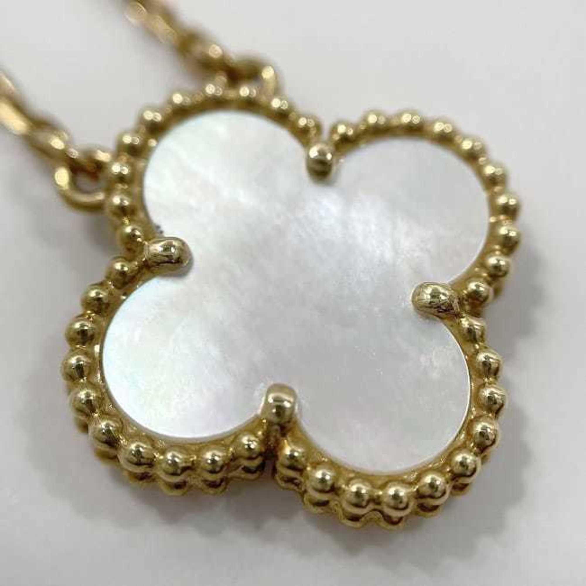 Van Cleef & Arpels Alhambra Necklace Yellow Gold YG White VCAR5900 f-20676 15mm 42cm 750 K18 Mother of Pearl Flower