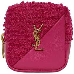 Yves Saint Laurent Saint Laurent Paris Cube Charm Pouch Pink Jamie 669964 f-20702 YSL Canvas Leather SAINT LAURENT PARIS Compact Women's