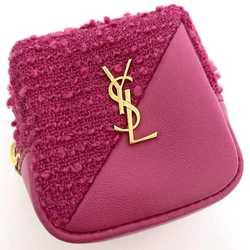 Yves Saint Laurent Saint Laurent Paris Cube Charm Pouch Pink Jamie 669964 f-20702 YSL Canvas Leather SAINT LAURENT PARIS Compact Women's