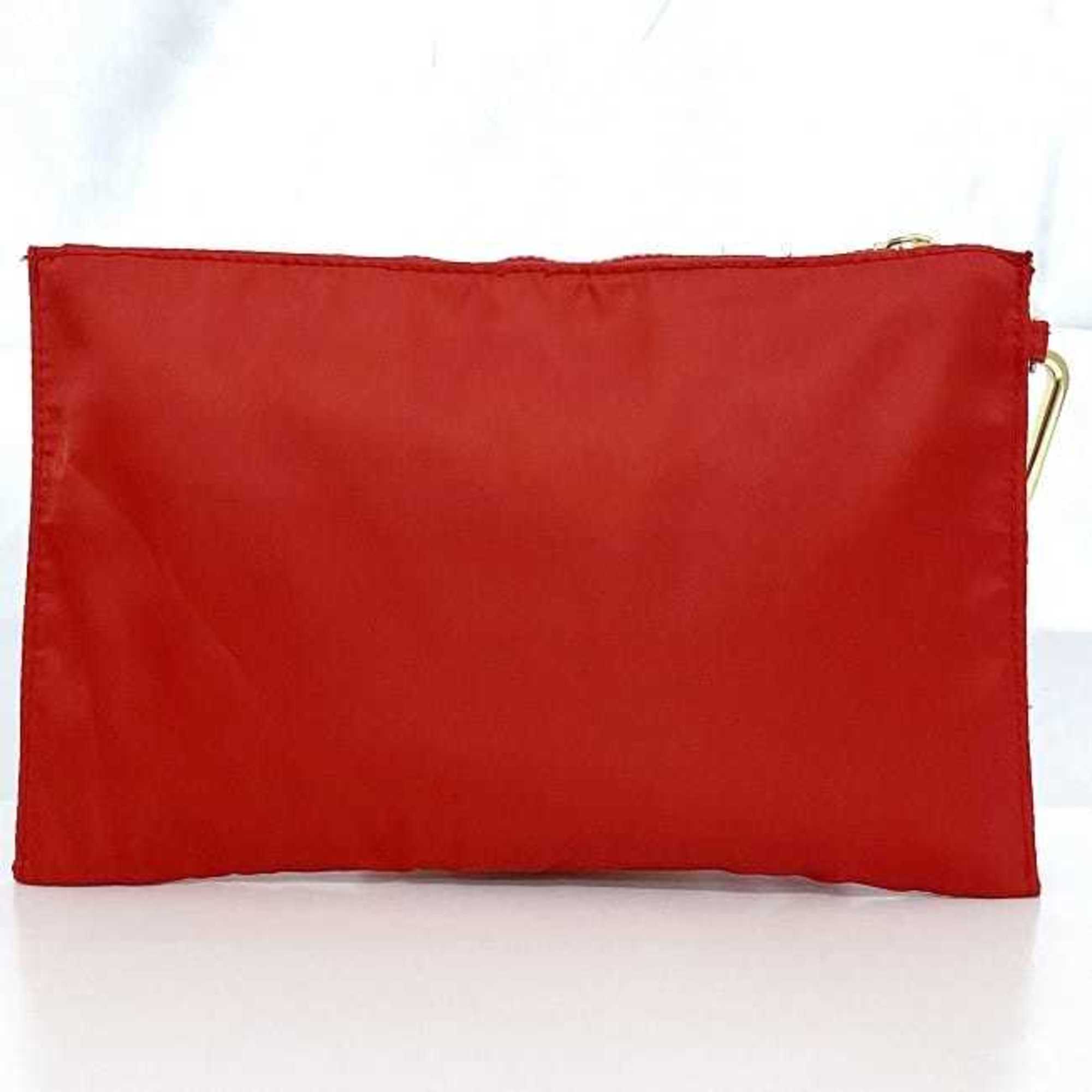 Burberry pouch red ec-20623 nylon rubber BURBERRY with strap carabiner handle ladies