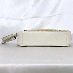 Coach pouch beige white CH215 ec-20663 straw leather COACH tassel compact