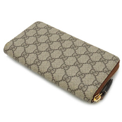 GUCCI GG Supreme Round Long Wallet PVC Leather Khaki Beige Brown 410102