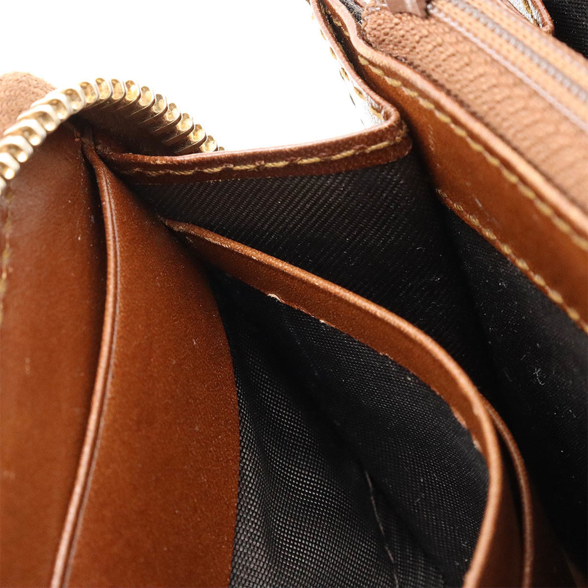 GUCCI GG Supreme Round Long Wallet PVC Leather Khaki Beige Brown 410102