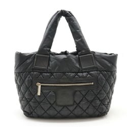 CHANEL Coco Cocoon Small Tote Bag Handbag Quilted Nylon Leather Black 8610