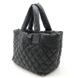 CHANEL Coco Cocoon Small Tote Bag Handbag Quilted Nylon Leather Black 8610