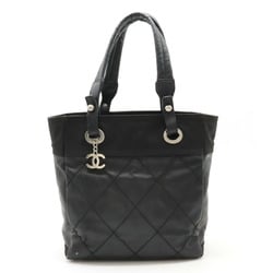 CHANEL Paris Biarritz Tote PM bag Shoulder Coated canvas Leather Black A34208