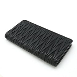 Miu Miu Miu Matelasse Gathered L-Shaped Long Wallet Leather NERO Black Purchased at a domestic boutique 5ML010