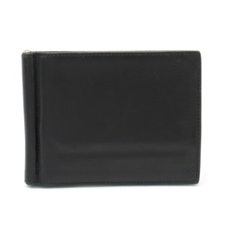 HERMES Poker GM Billfold Bi-fold Wallet with Money Clip Leather Black X Stamp