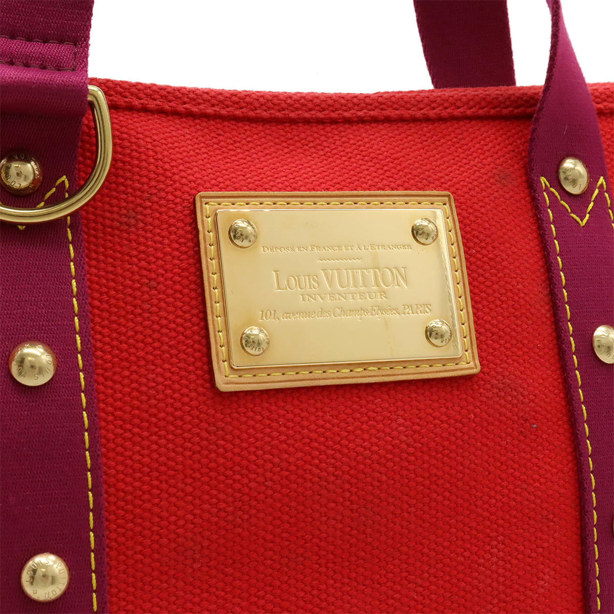 LOUIS VUITTON Louis Vuitton Antigua Line Cabas MM Tote Bag Shoulder Canvas Rouge Red Purple M40034