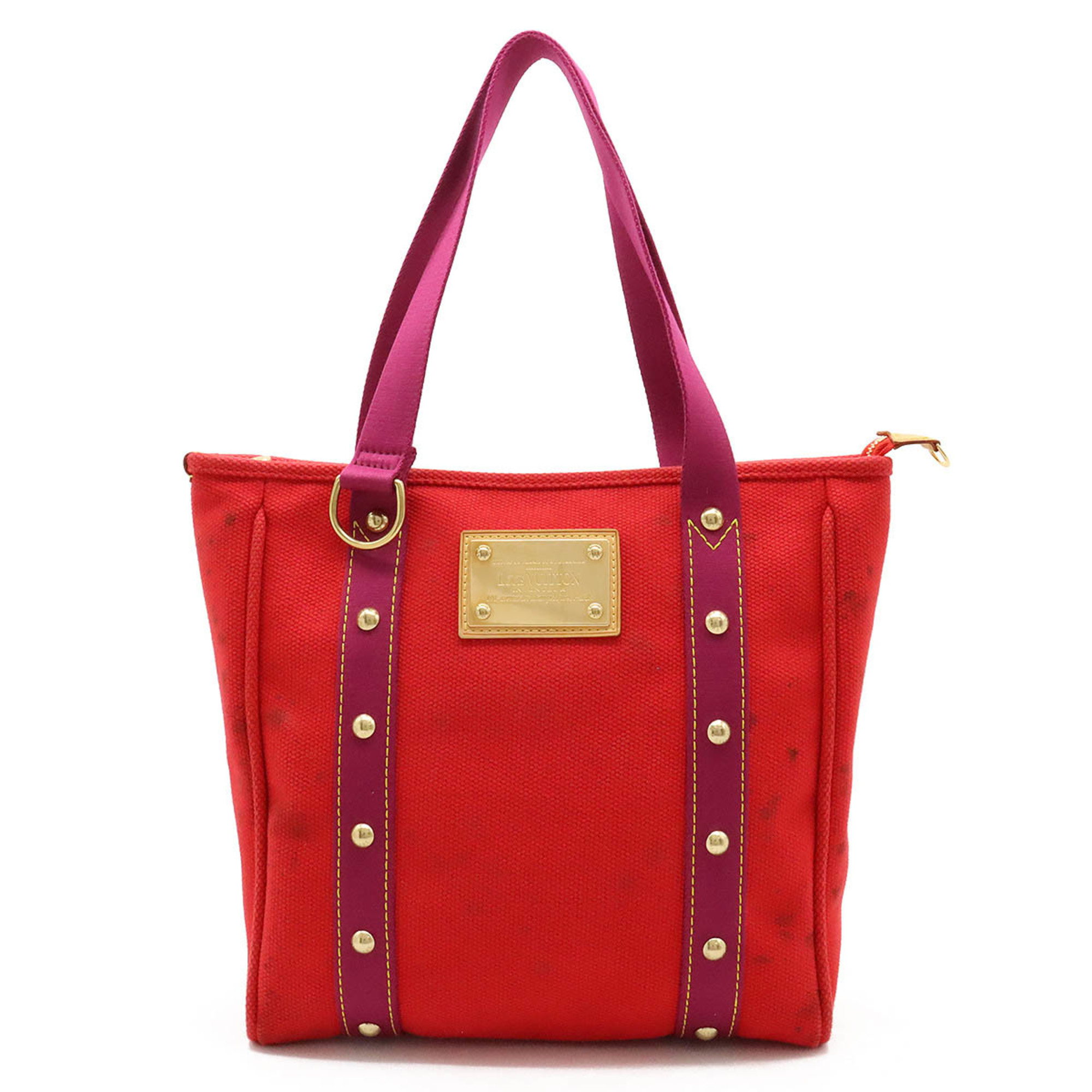 LOUIS VUITTON Louis Vuitton Antigua Line Cabas MM Tote Bag Shoulder Canvas Rouge Red Purple M40034