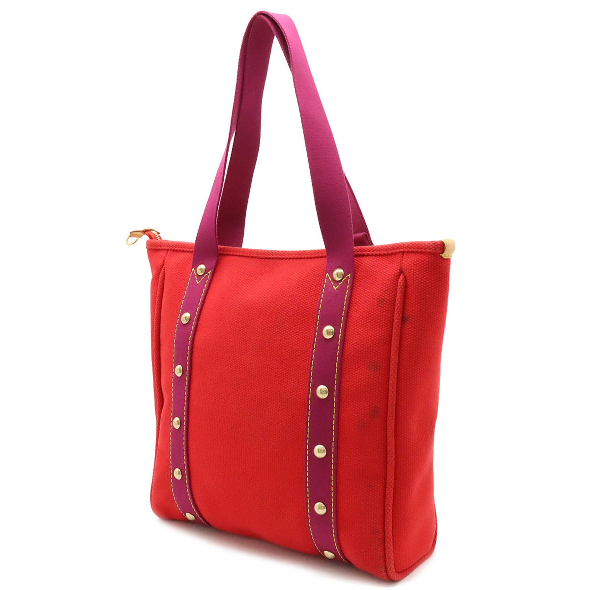 LOUIS VUITTON Louis Vuitton Antigua Line Cabas MM Tote Bag Shoulder Canvas Rouge Red Purple M40034