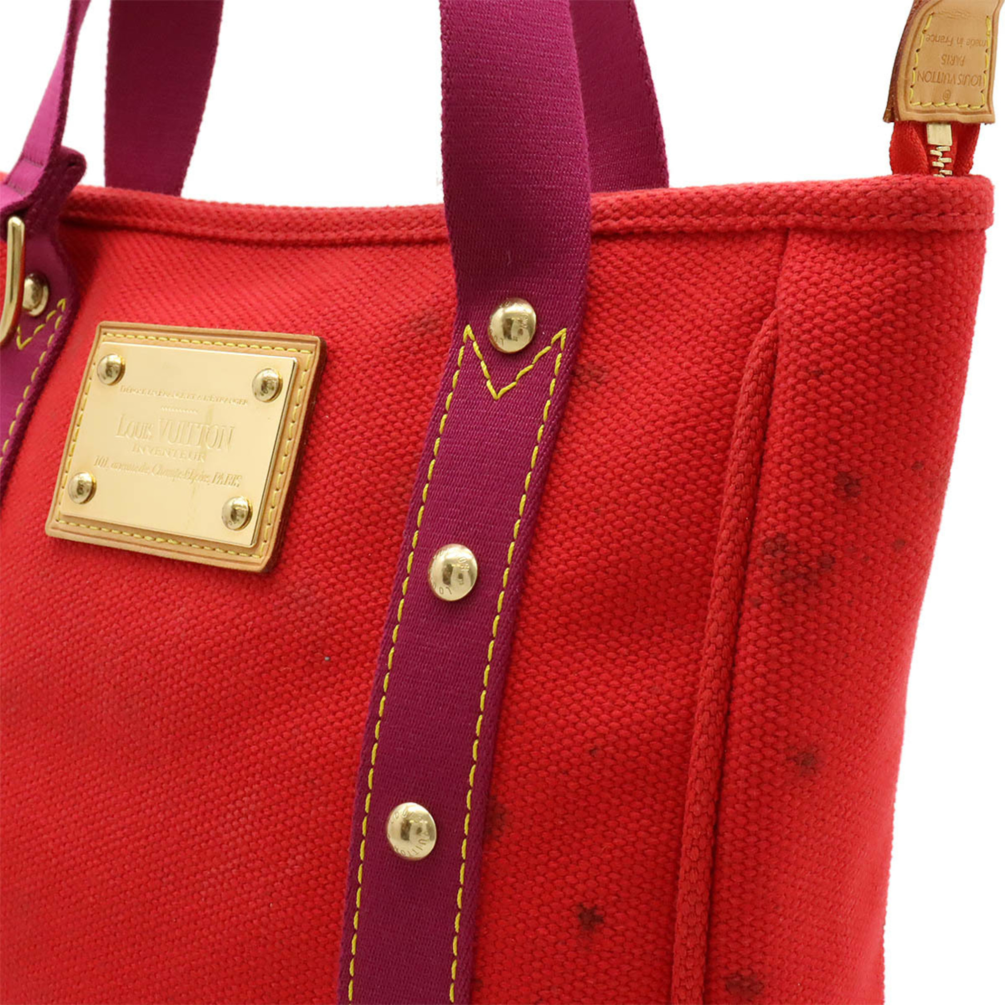 LOUIS VUITTON Louis Vuitton Antigua Line Cabas MM Tote Bag Shoulder Canvas Rouge Red Purple M40034