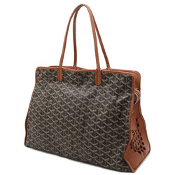 GOYARD Goyard Ardie PM Tote Bag Shoulder Herringbone Pattern PVC Leather Black Brown White