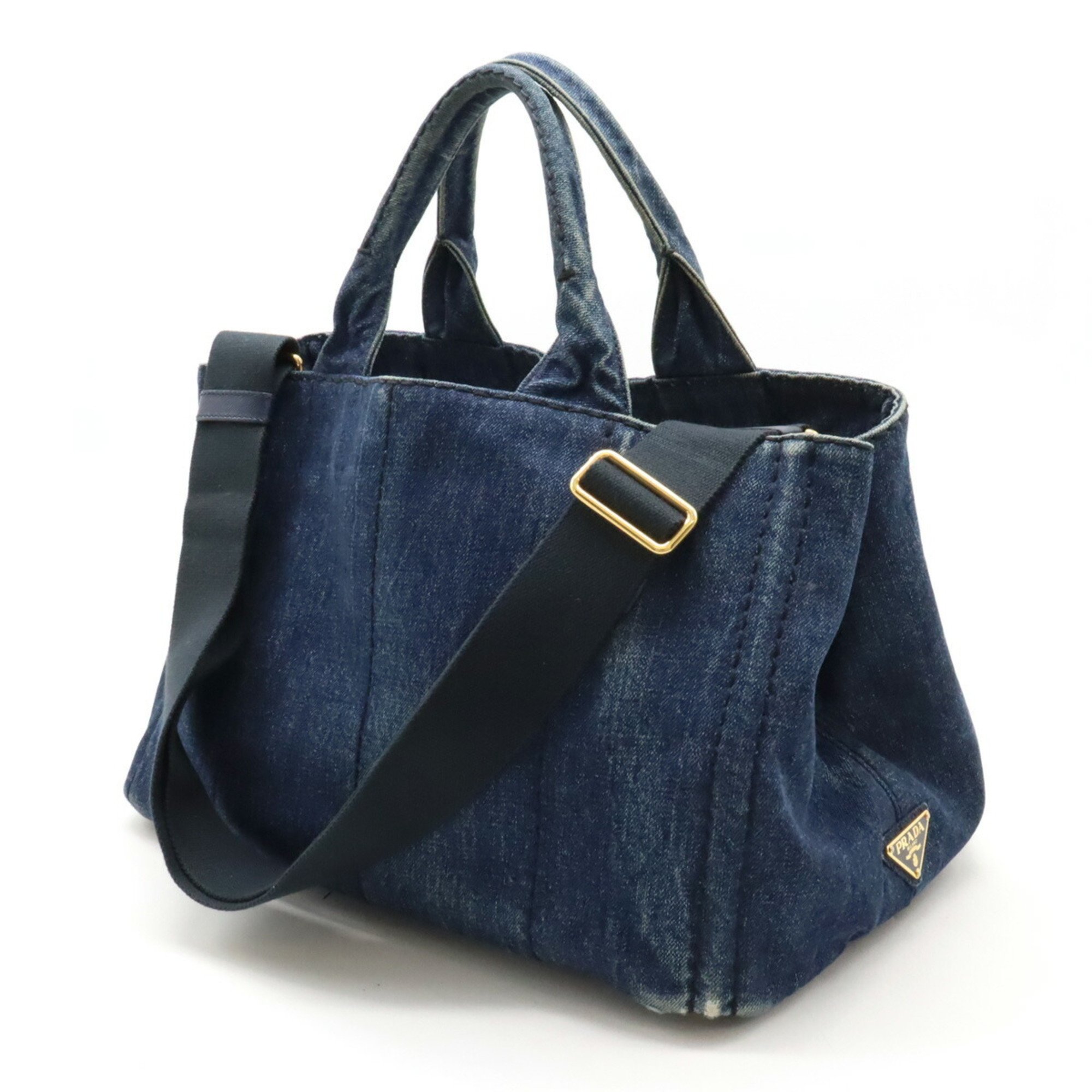 PRADA CANAPA Tote Bag Shoulder Denim Canvas AVIO Blue B2642B