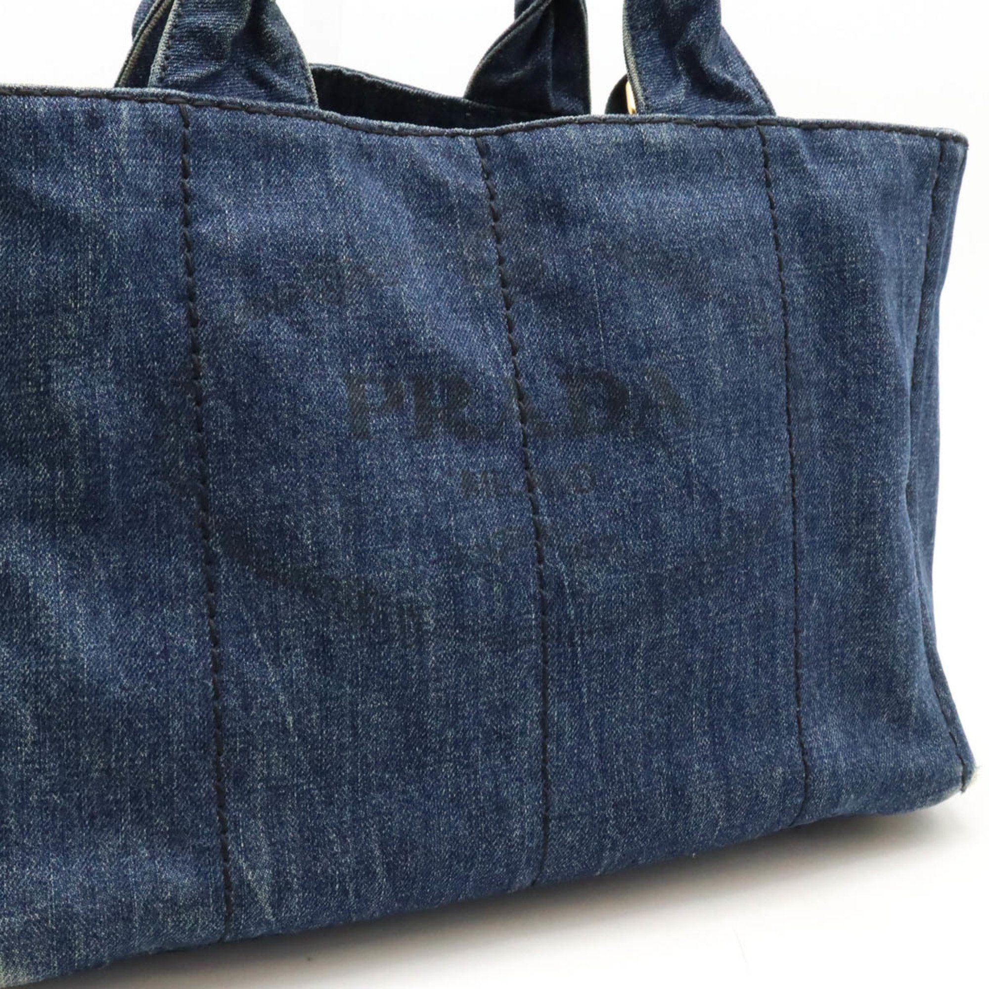 PRADA CANAPA Tote Bag Shoulder Denim Canvas AVIO Blue B2642B