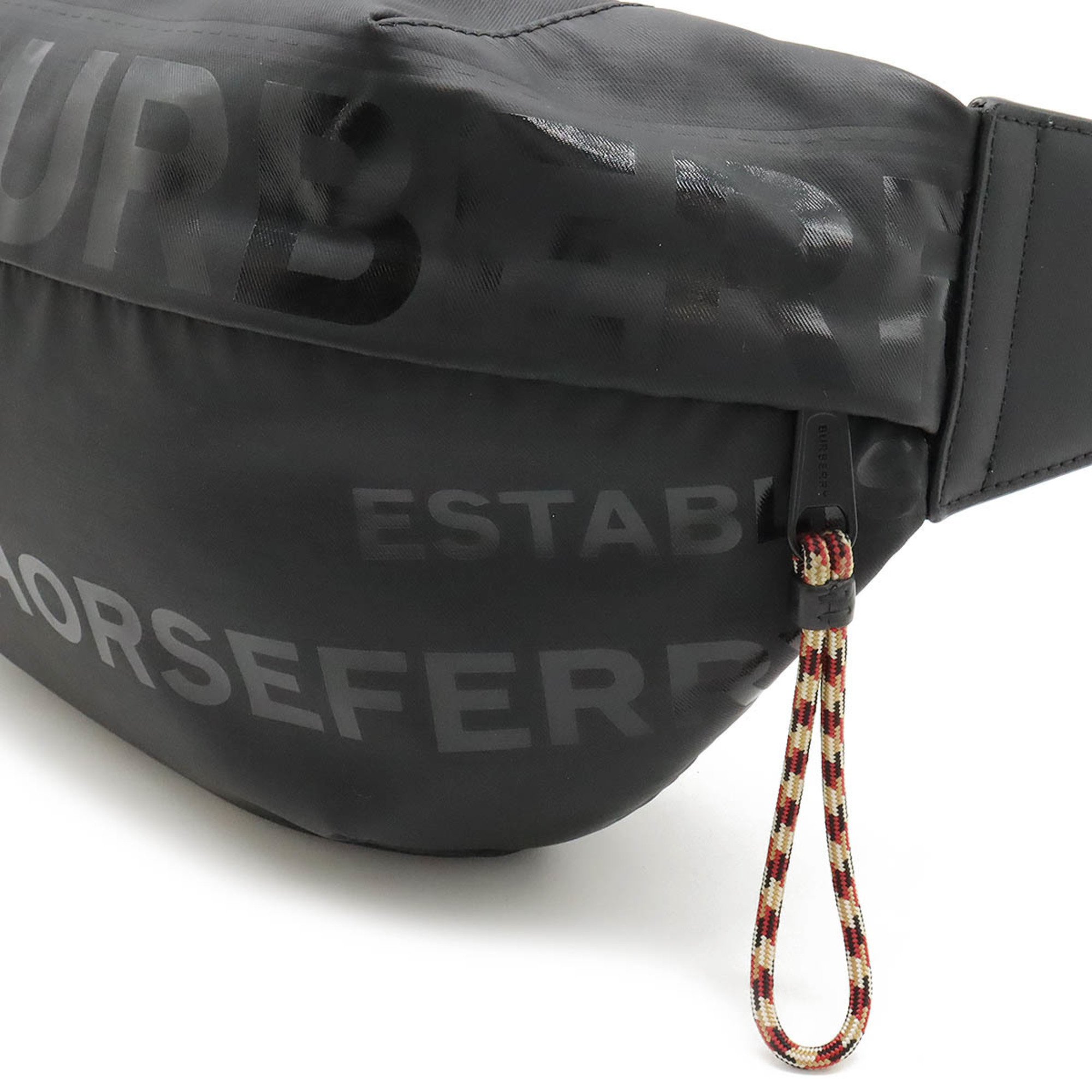 BURBERRY MD SONNY Horseferry Print Body Bag Bum Waist Pouch Coated Canvas Black 8036555