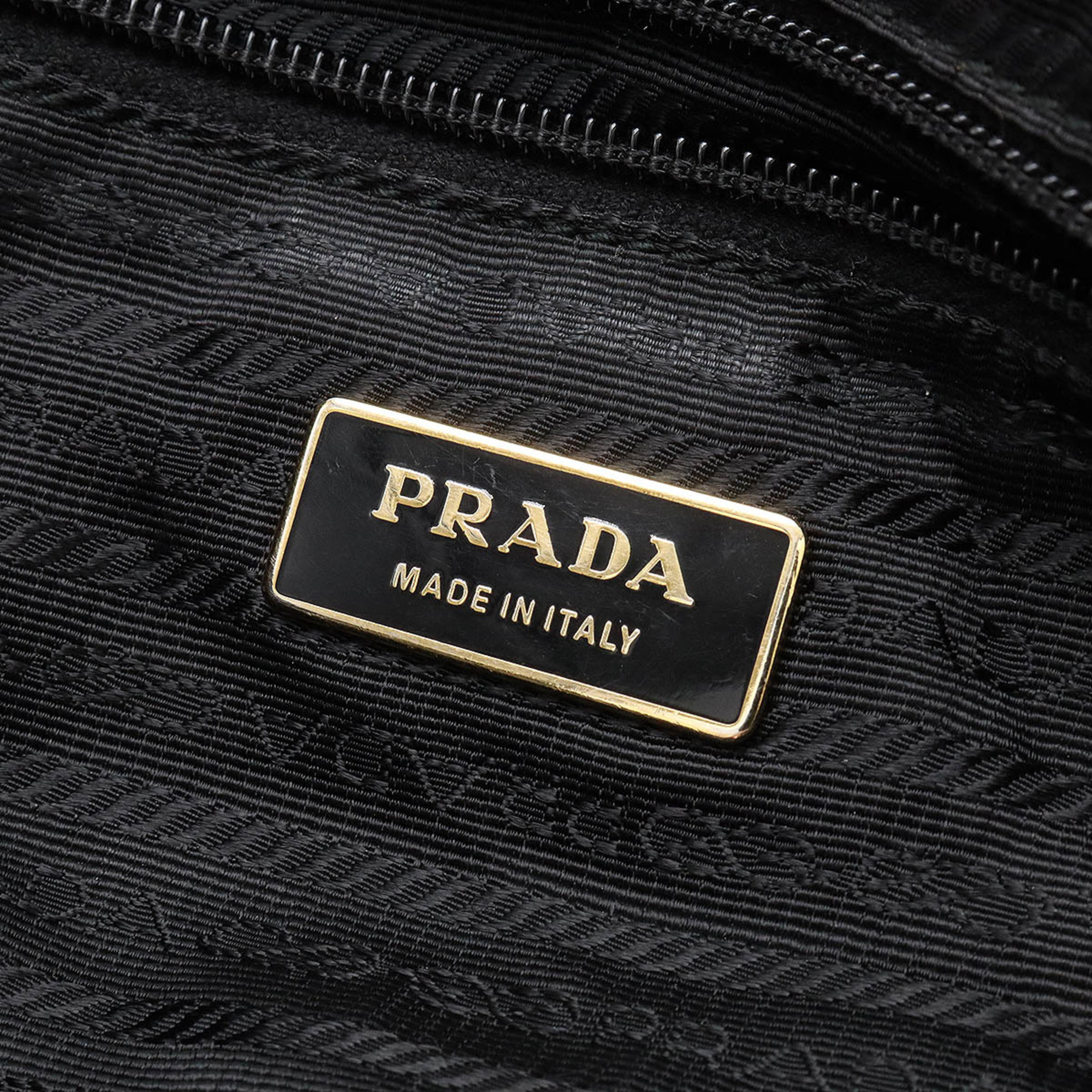 PRADA TESSUTO BOW Handbag Shoulder Bag Ribbon Gathered Nylon Leather NERO Black BN1631