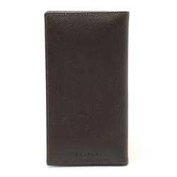 BVLGARI Bulgari 2-fold long wallet in grained calf leather, chocolate, dark brown, brown 20821