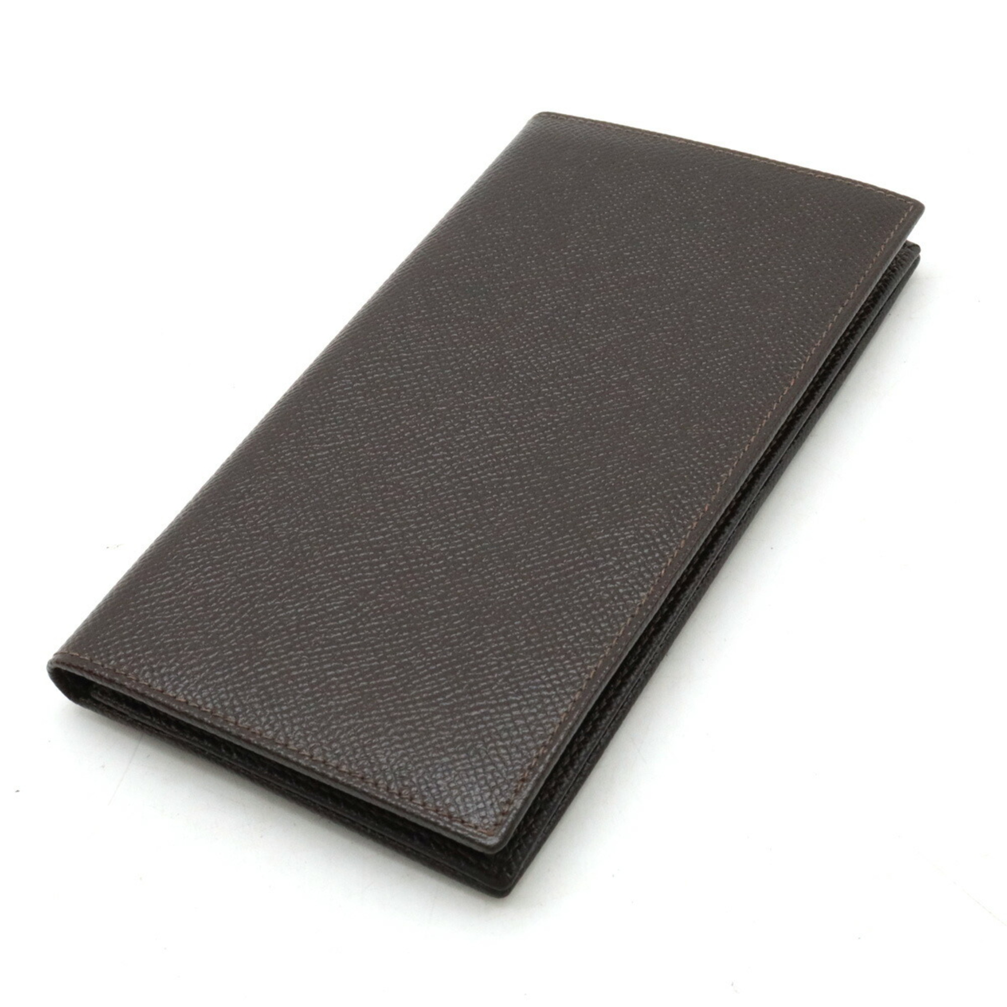 BVLGARI Bulgari 2-fold long wallet in grained calf leather, chocolate, dark brown, brown 20821