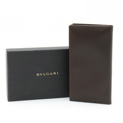 BVLGARI Bulgari 2-fold long wallet in grained calf leather, chocolate, dark brown, brown 20821