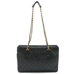 CHANEL Bicolor Chain Tote Bag Shoulder Leather Black