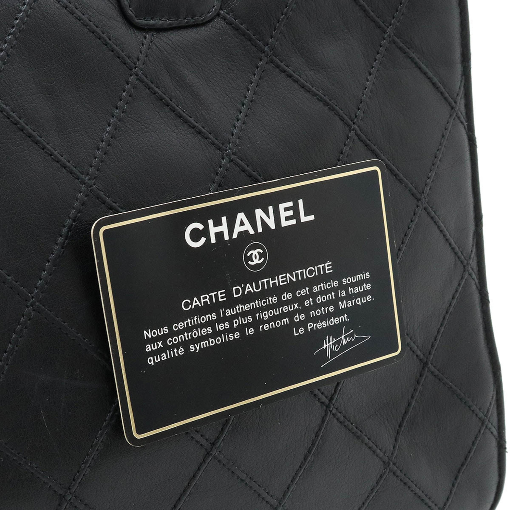 CHANEL Bicolor Chain Tote Bag Shoulder Leather Black