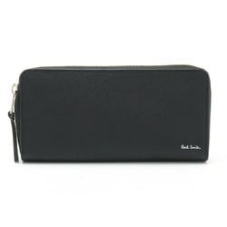 Paul Smith Bright Stripe Puller Round Long Wallet Leather Black 873919 P647