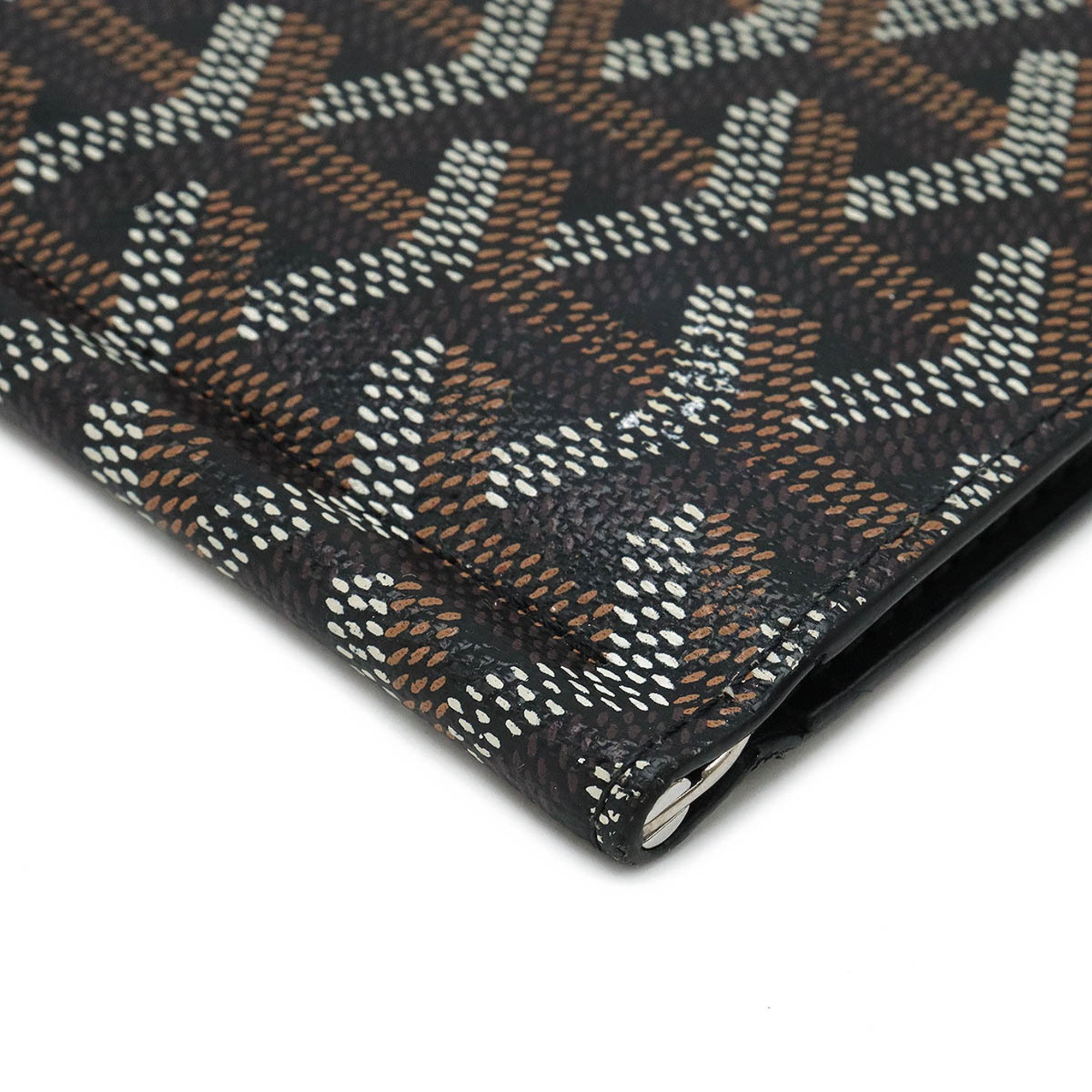 GOYARD Saint Thomas Bi-fold Wallet with Money Clip, Bill Herringbone Pattern, PVC, Leather, Black, Brown