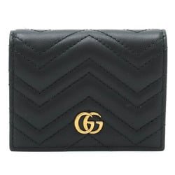 GUCCI GG Marmont Petit Quilted Bi-fold Wallet Leather Black 466492