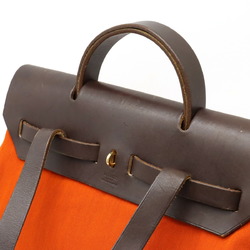 HERMES Hermes Airbag Ad PM Rucksack Backpack Handbag Canvas Leather Orange Dark Brown Spare bag included Star mark □H stamp