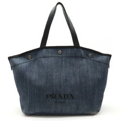 PRADA Prada Tote Bag Shoulder Denim Leather Blue Black 1BG310