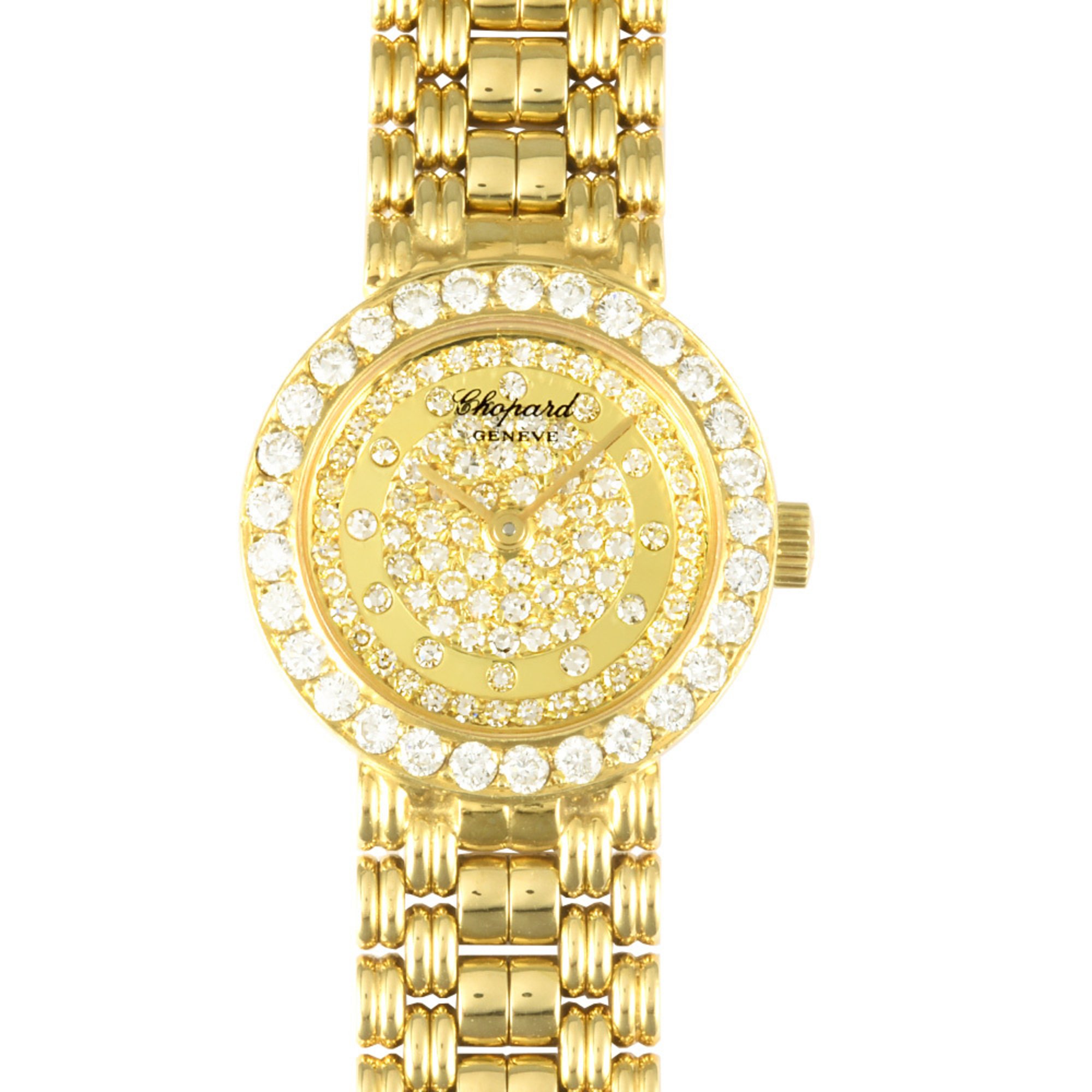 Chopard 10/5602 Watch Quartz Diamond Mirror Dial K18YG Solid Gold Bezel Ladies