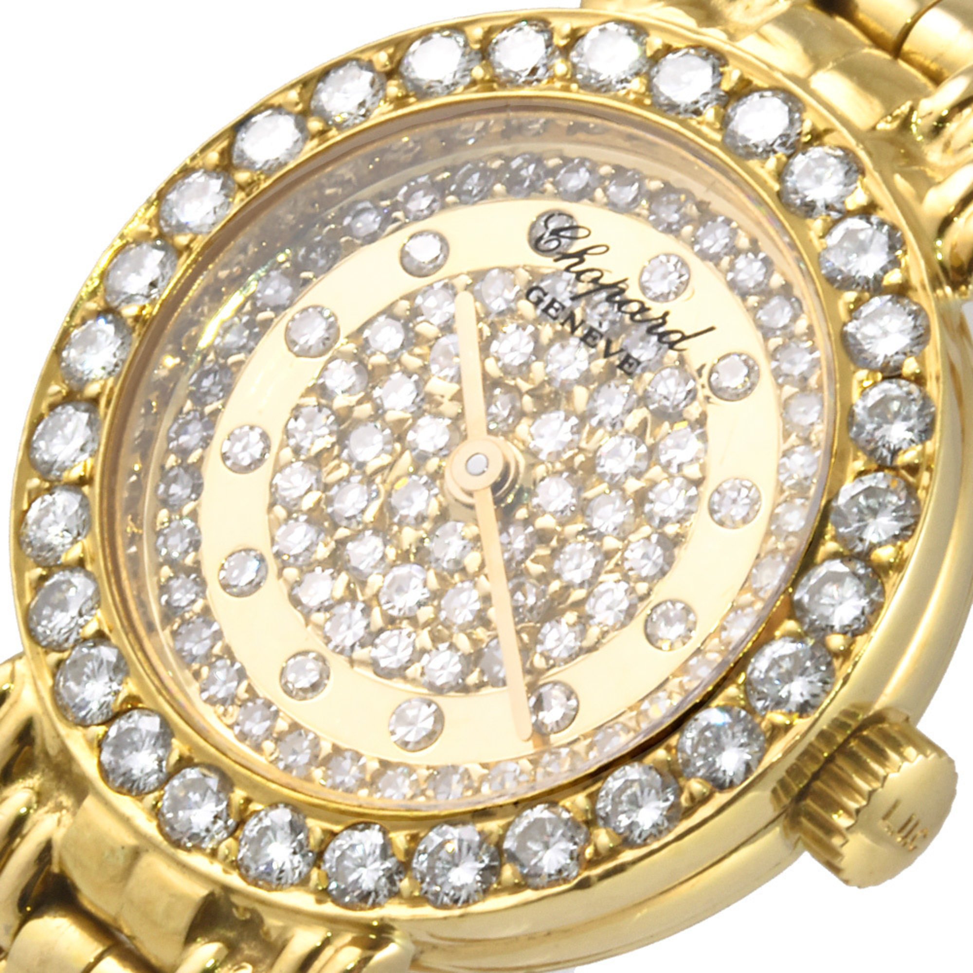 Chopard 10/5602 Watch Quartz Diamond Mirror Dial K18YG Solid Gold Bezel Ladies