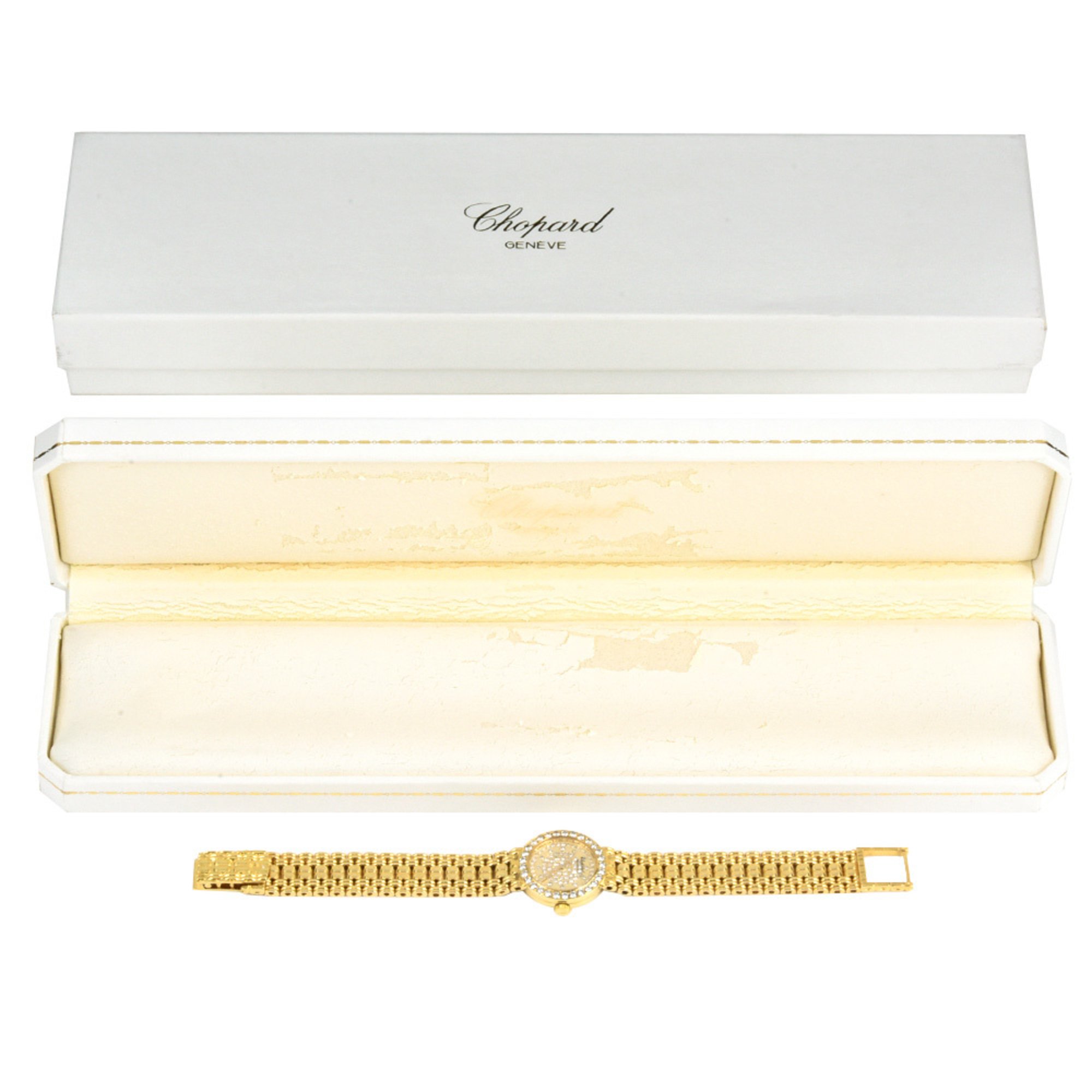 Chopard 10/5602 Watch Quartz Diamond Mirror Dial K18YG Solid Gold Bezel Ladies