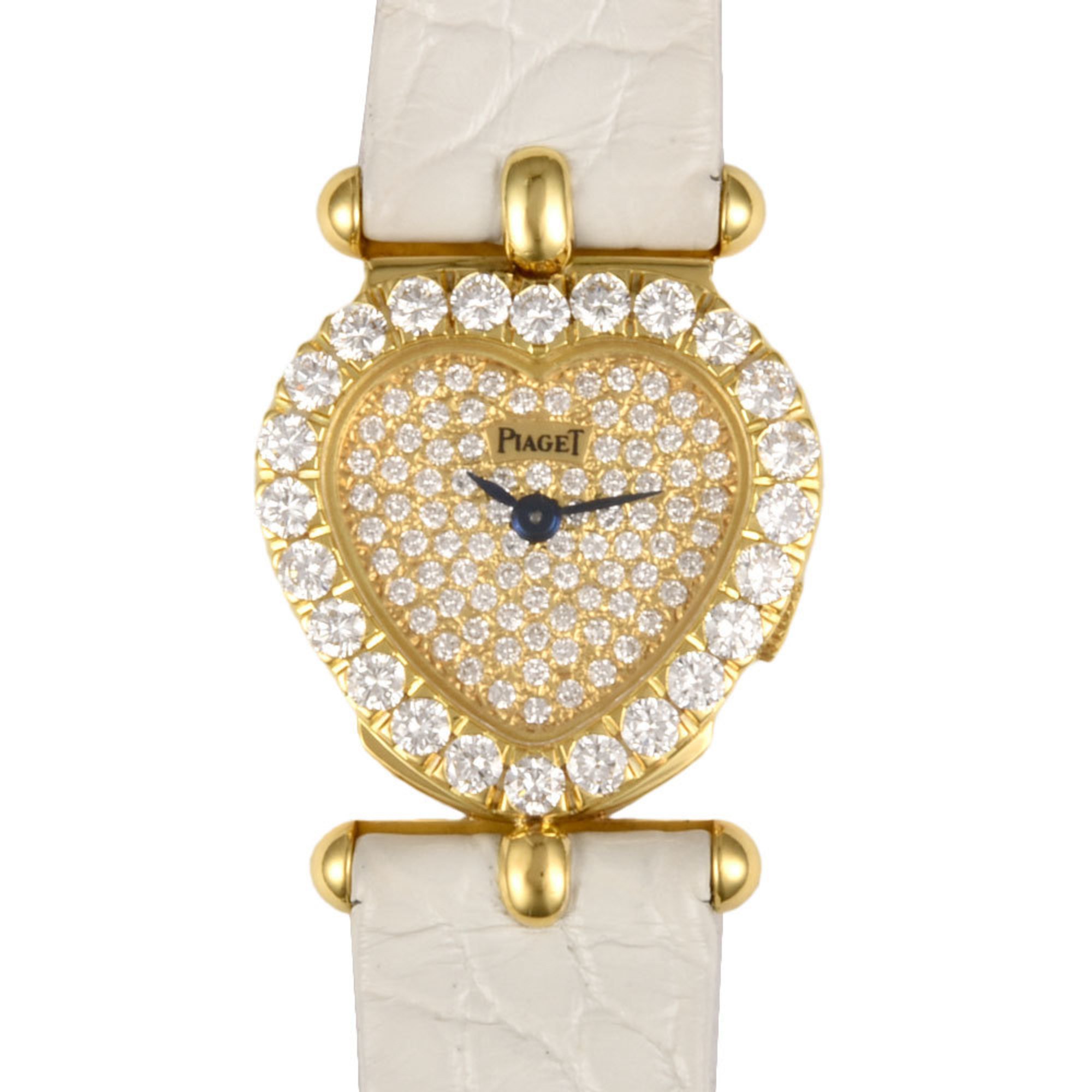 Piaget 84460 Tradition Heart Watch Quartz Full Diamond Dial Bezel Solid Gold