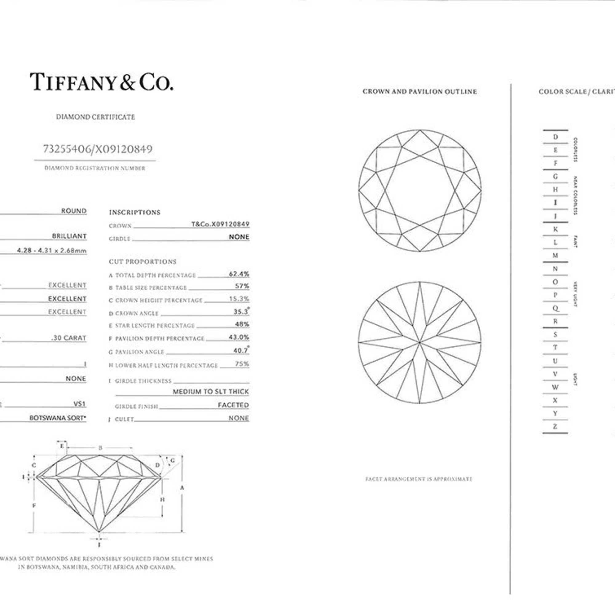 Tiffany & Co. Harmony Round Brilliant Engagement Ring, Diamond, 0.30ct, Size 5.5, SV950, 2.5mm, 2.3g, Women's