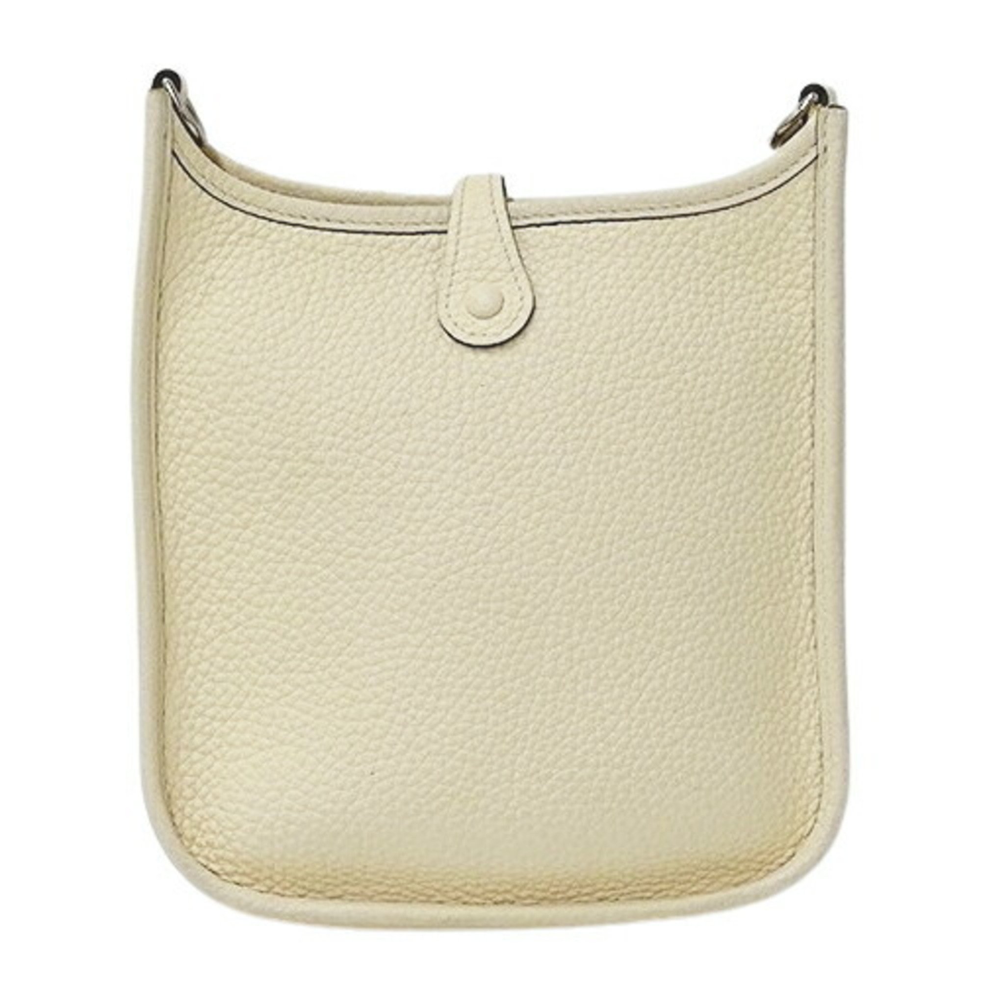 Hermes HERMES Bag Women's Shoulder Evelyn 1 TPM Taurillon Clemence White Compact Y Stamp